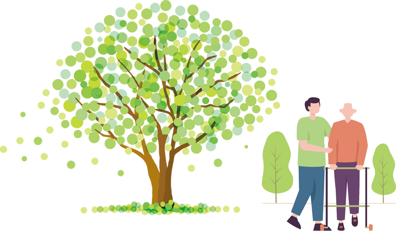 木・歩行器の人のイラスト