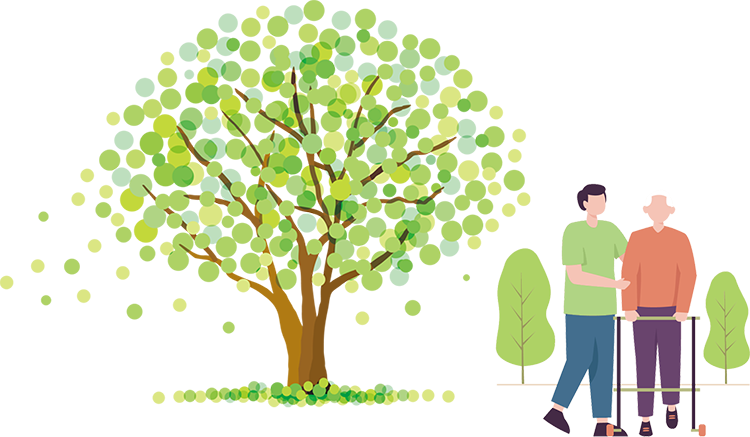 木・歩行器の人のイラスト
